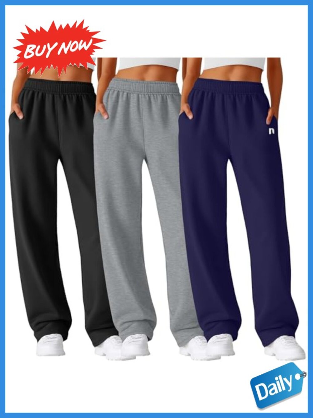 3 Pack Women Wide Leg Sweatpants Lightweight Lounge Athletic Pants